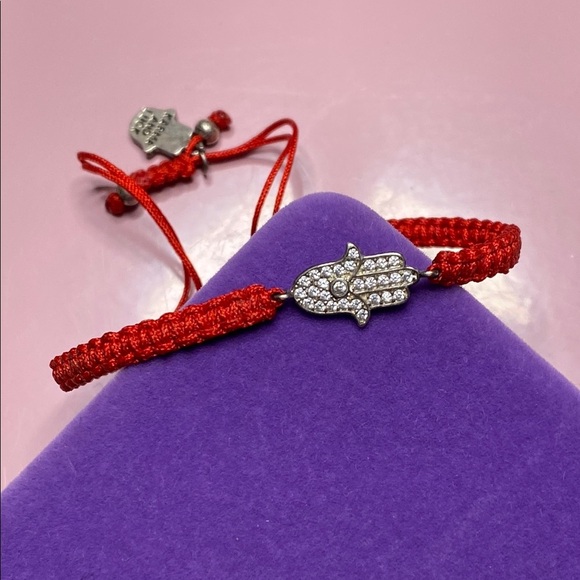 💛 Classic CZ Red Rope Hamsa Bracelet - Picture 1 of 6
